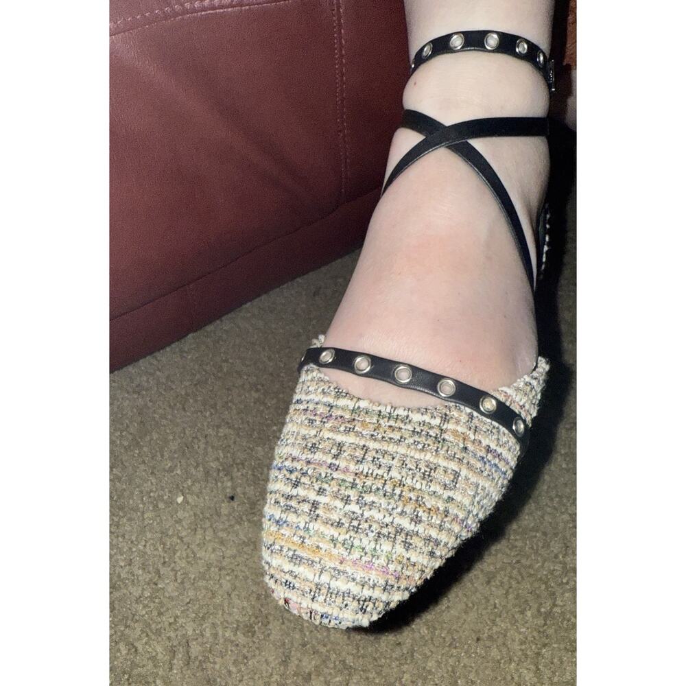 Kenneth Cole Mason d'Orsay Ankle Strap Flats Size 6 Black/Tweed - Picture 11 of 14